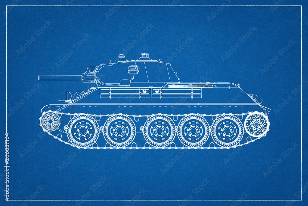  3d illustration of a World War II war tank.