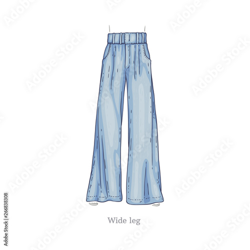 Vector wide leg style jeans, female denim pants