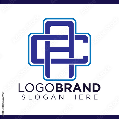 AC Initial Letter with Cross medical Logo vector