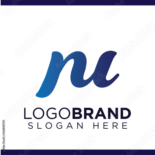 nu initial letter logo vector template