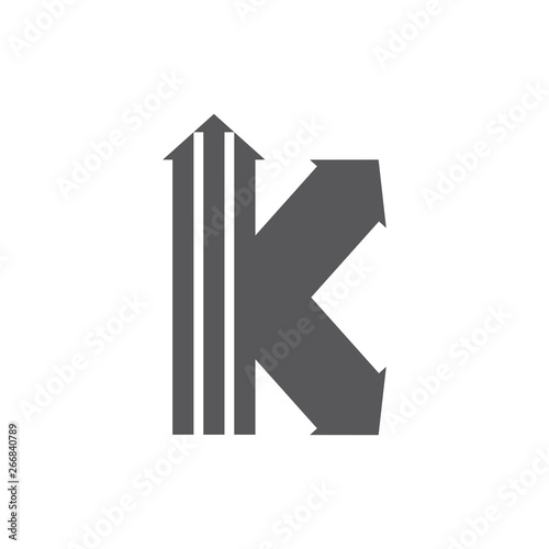 letter k stripes geometric arrow logo vector