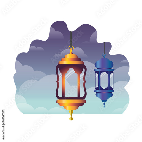 ramadan kareem lantern hanging icon