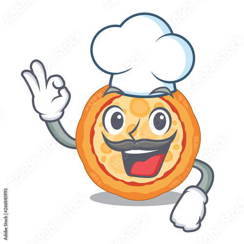 Chef cheese pizza isolated with the mascot