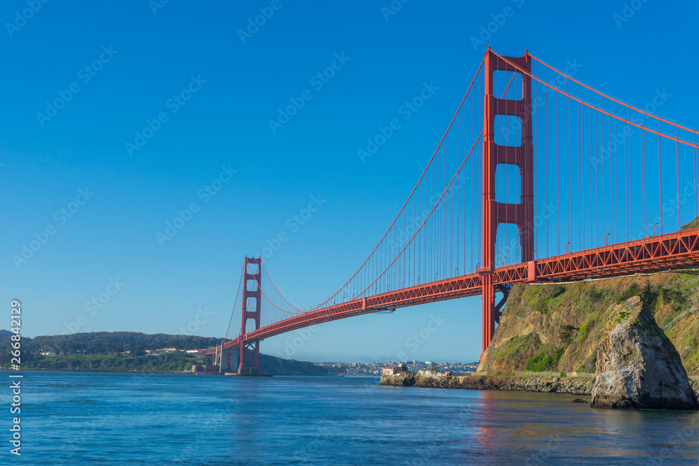 Golden Gate Bridge at morning light looking from Horseshoe Bay, San Francisco,USA Golden Gate Bridge at morning light looking from Horseshoe Bay, San Francisco,USA