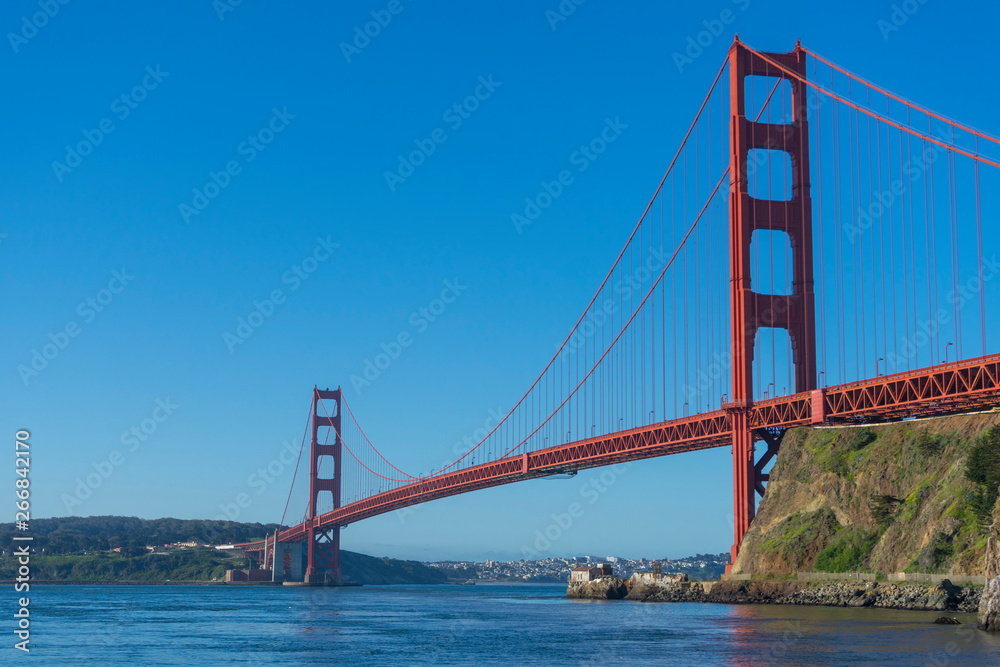 Golden Gate Bridge at morning light looking from Horseshoe Bay, San Francisco,USA