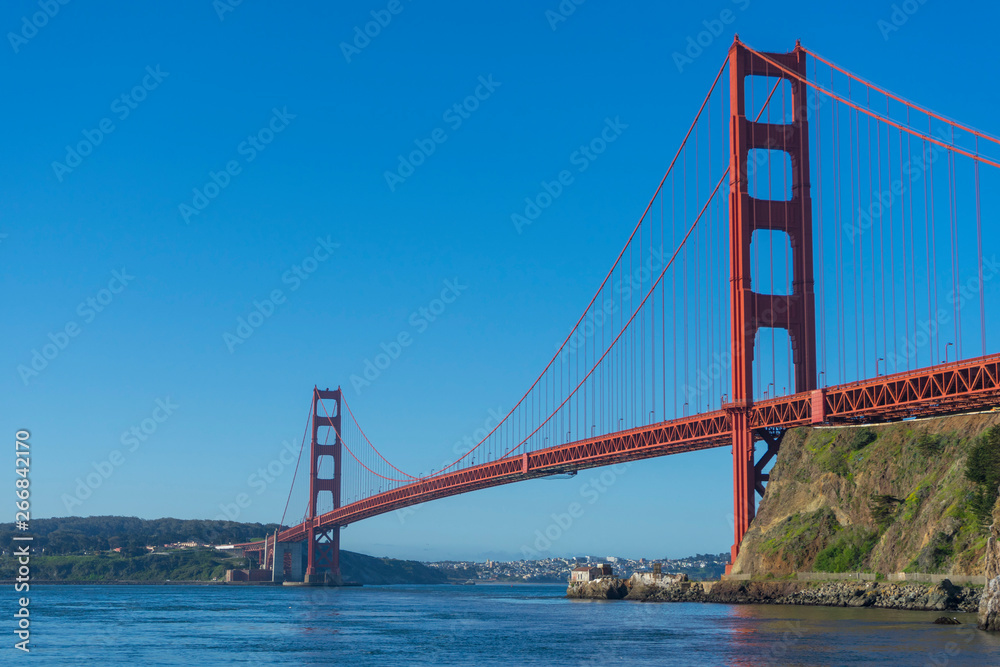 Golden Gate Bridge at morning light looking from Horseshoe Bay, San Francisco,USA Golden Gate Bridge at morning light looking from Horseshoe Bay, San Francisco,USA