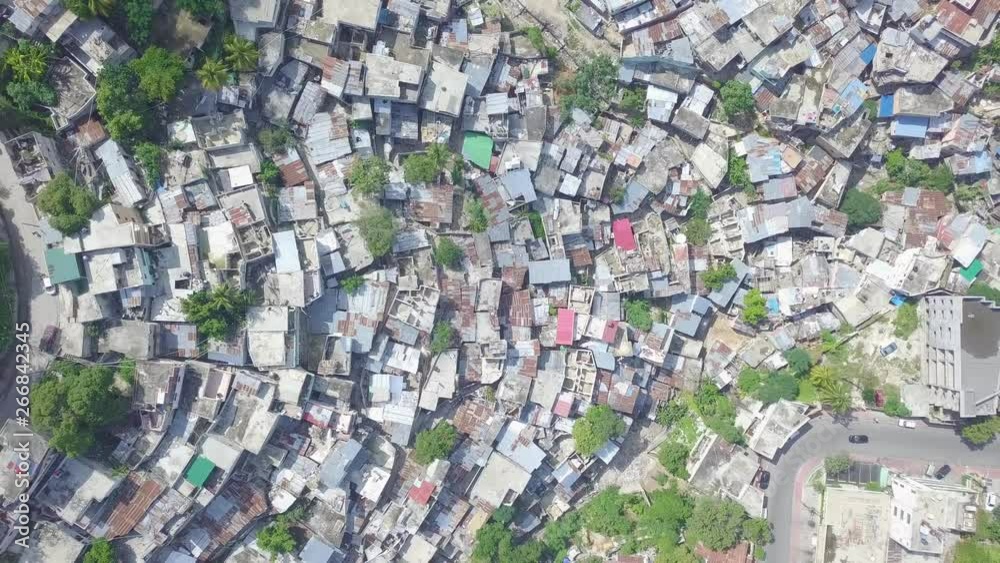 Aerial Looking Straight Down Over The Endless Slums, Favelas And Shanty ...