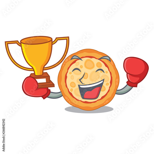 Boxing winner cheese pizza on a character plate