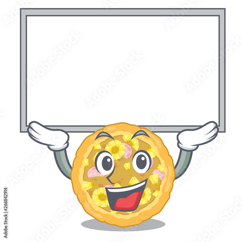 Up board hawaiian pizza isolated in the character