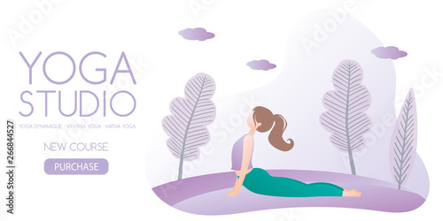 yoga studio web banner template with button
