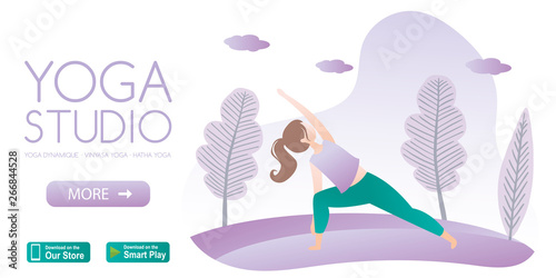 yoga studio application or banner template with button