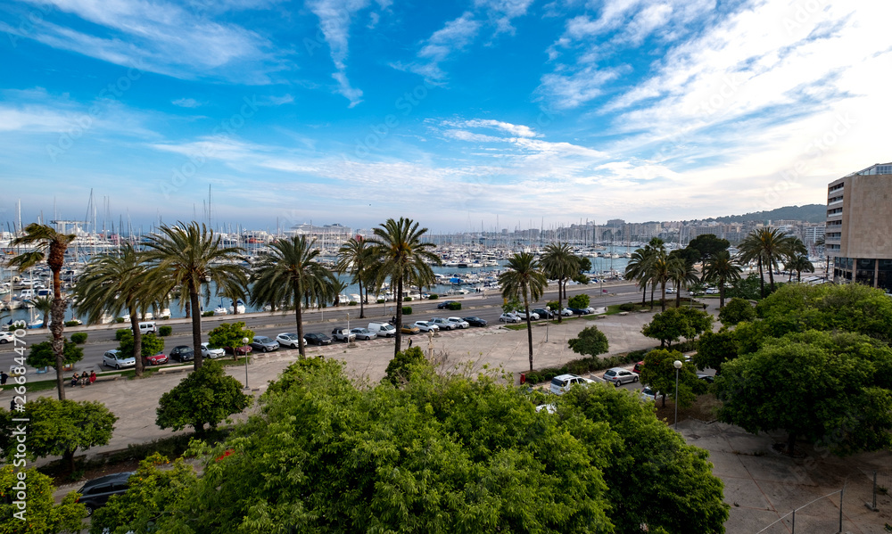 Palma de Majorca in the Mediterranean Sea and part of the Balearic Islands of Spain