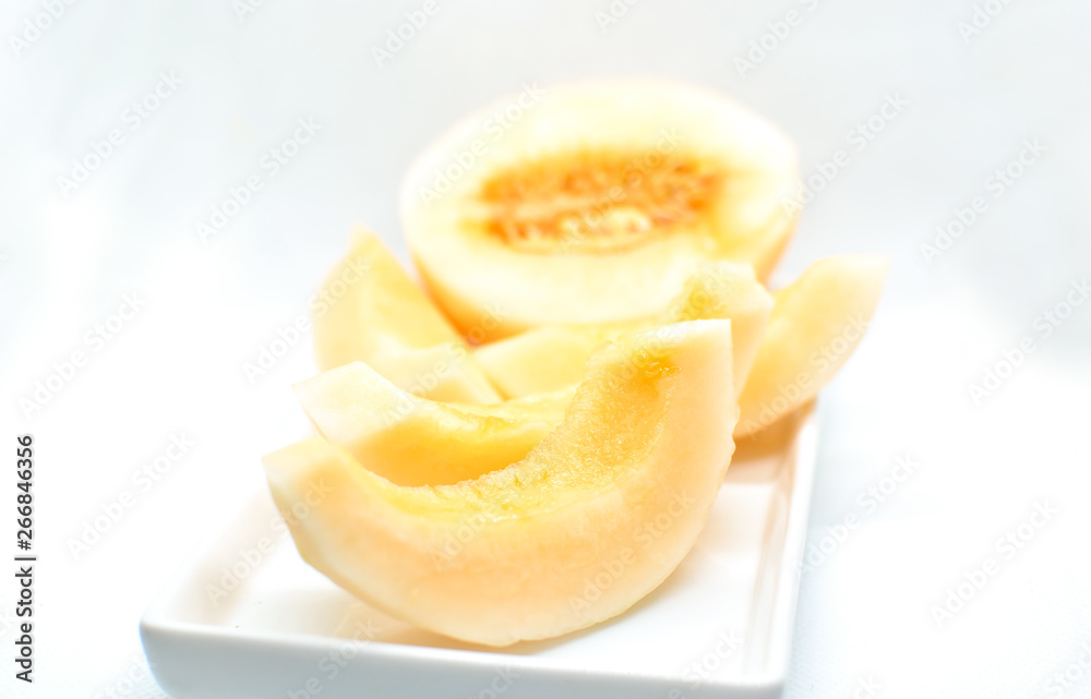 Cantaloupe on a white background