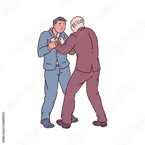 Aggressive man in conflict and attacks the other vector icon isolated on white.