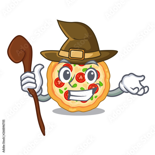 Witch margherita pizza isolated with the cartoons