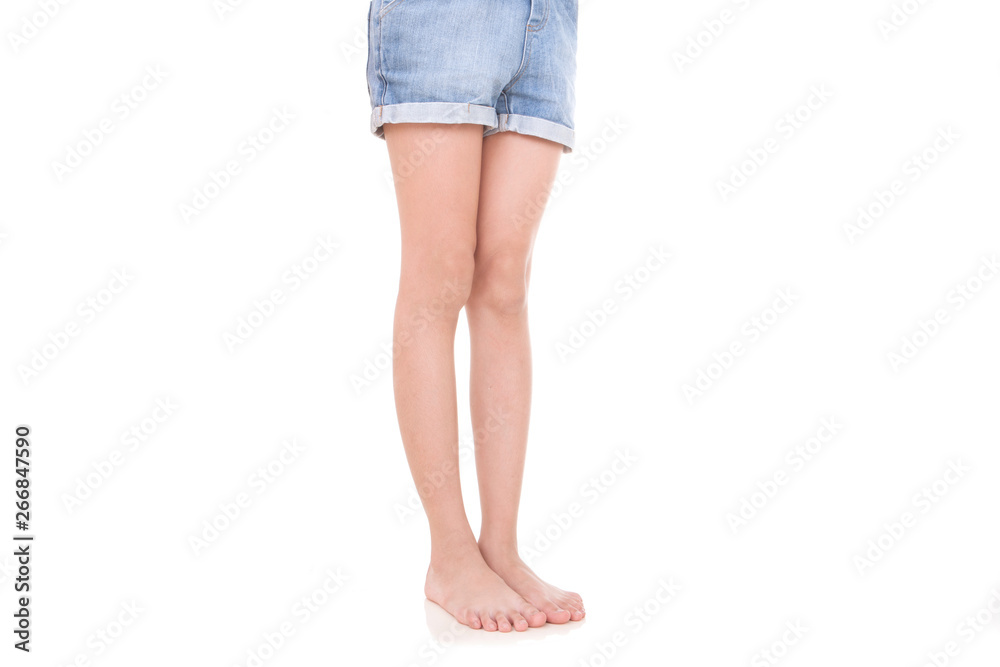Girl leg gestures isolated over the white background. Girl leg gestures isolated over the white background.