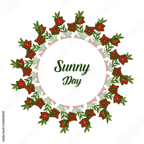 Vector illustration banner sunny day with ornate of flower frame