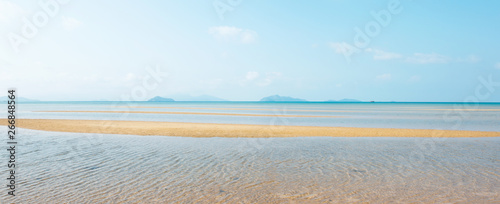 Panoramic tropical beach on sunny summer.