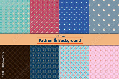 Collection of Retro different vector seamless patterns tiling
