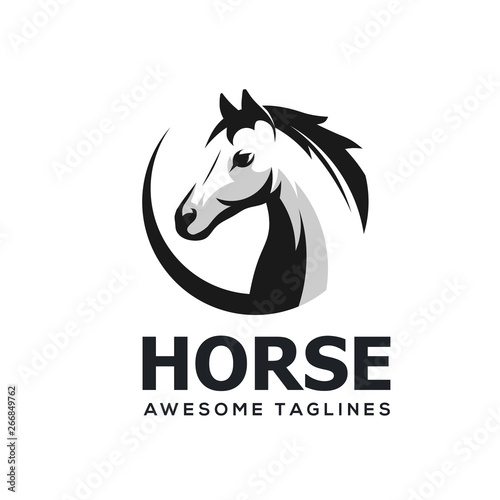 Horse Head Abstract Circle Simple Logo Template