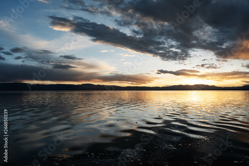 Sunrise view of chaka salt lake © xu