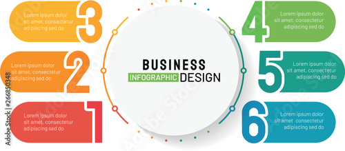 Business data visualization. Vector business template with 6 number options.