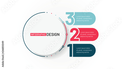 Business infographic process chart. Number design element of diagram with 3 step, options. Vector illustration.