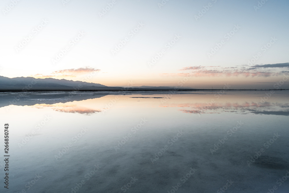 Sunrise view of chaka salt lake