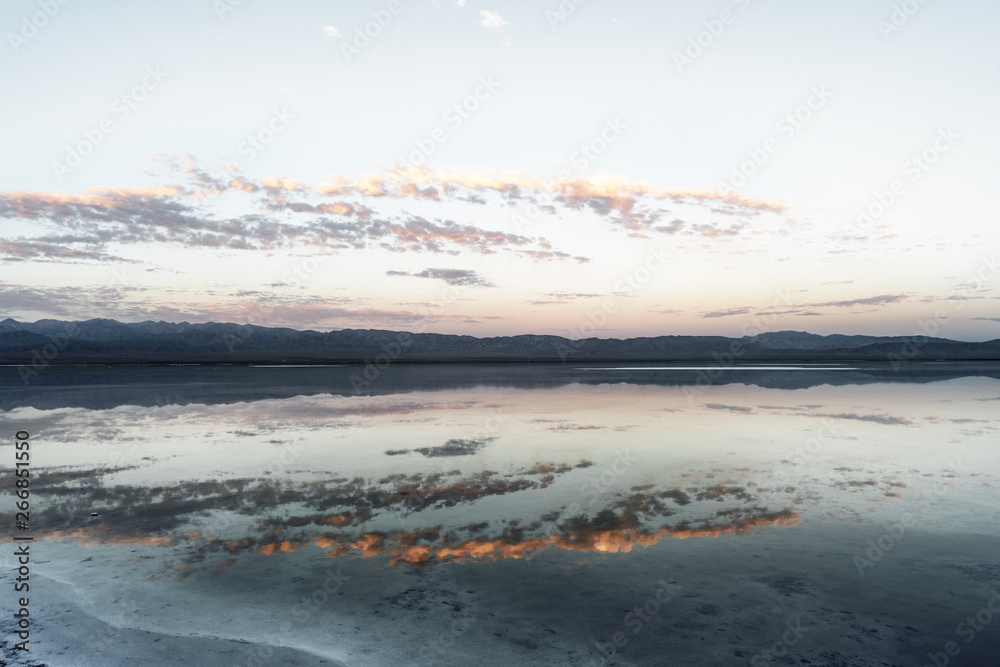 Sunrise view of chaka salt lake Sunrise view of chaka salt lake