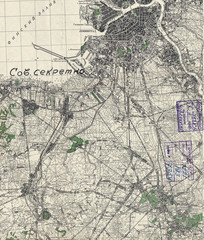 Soviet topographic military map of WW2
