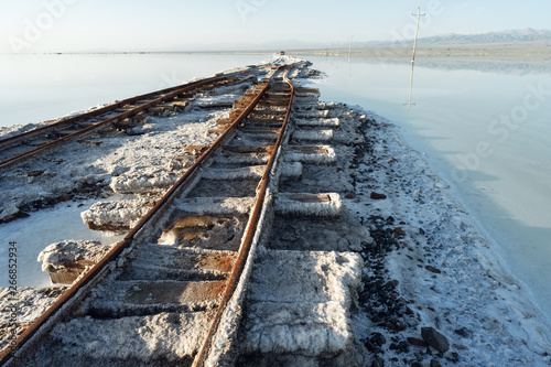 Railway tracks in chaka salt lake photo