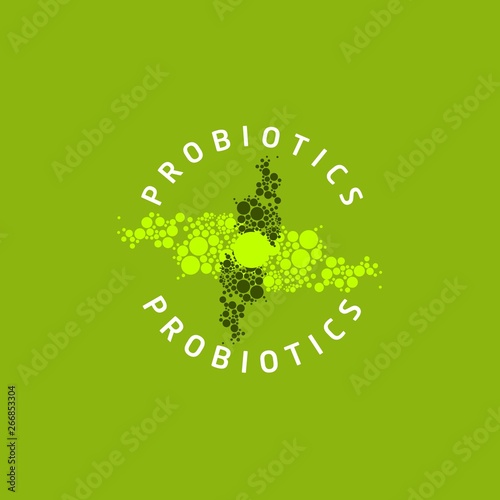 Probiotics logo. Bacteria logo. Concept of healthy nutrition ingredient for therapeutic purposes. Simple flat style trend modern logotype graphic design isolated