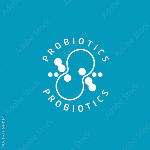 Probiotics logo. Bacteria logo. Concept of healthy nutrition ingredient for therapeutic purposes. Simple flat style trend modern logotype graphic design isolated