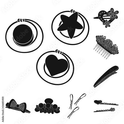 Vector illustration of hairstyle and female icon. Collection of hairstyle and hair vector icon for stock.