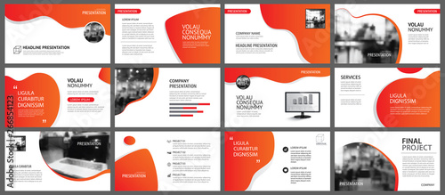 Presentation and slide layout background. Design red and orange gradient template. Use for business annual report, flyer, marketing, leaflet, advertising, brochure, modern style.