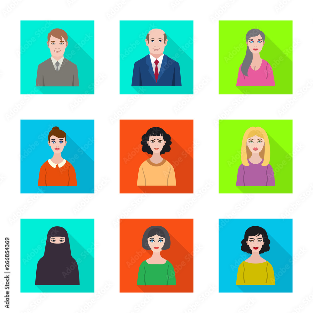 Isolated object of profile and portrait logo. Set of profile and profession stock vector illustration. Isolated object of profile and portrait logo. Set of profile and profession stock vector illustration.