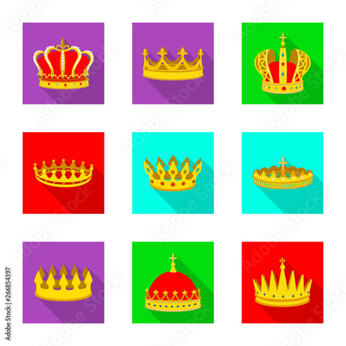 Vector illustration of medieval and nobility logo. Collection of medieval and monarchy stock symbol for web.