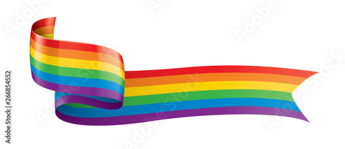 Vector a rainbow flag waving on white background