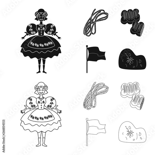 Vector design of traditional and tour symbol. Collection of traditional and landmarks stock vector illustration.