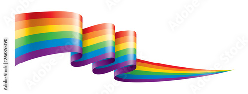 Vector a rainbow flag waving on white background
