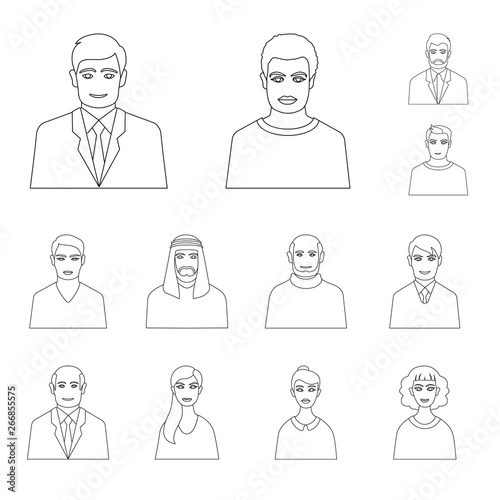Isolated object of character  and avatar sign. Collection of character  and person vector icon for stock.
