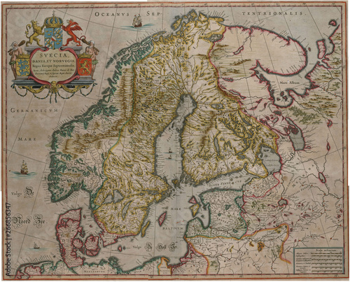 Quadro su tela Scandinavia medieval map