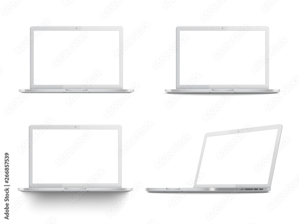 Set of white laptop mockups Set of white laptop mockups