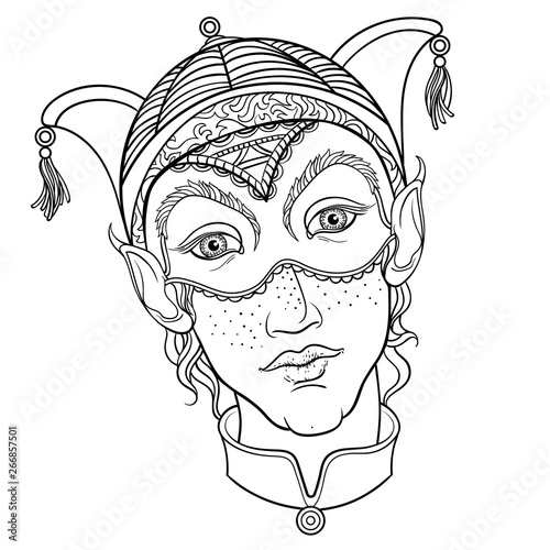 young face elf coloring book
