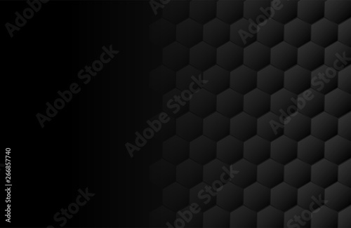 Abstract. Hexagon black background ,light and shadow. Vector.