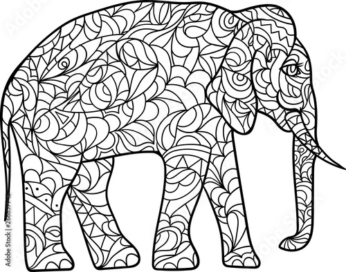 Fototapeta Naklejka Na Ścianę i Meble -  elephant coloring page with pattern