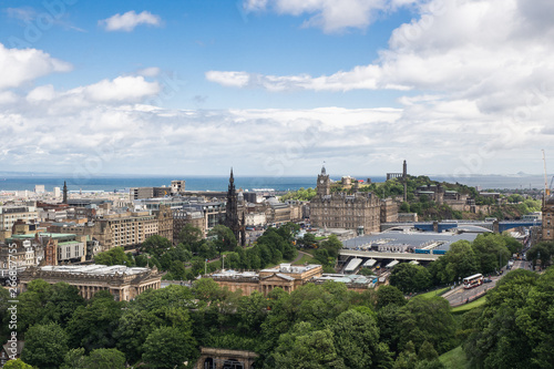 EDINBURGH, SCOTLAND - JUN12, 2017 : Landscape of Edinburgh city on the top view of Edinburgh castle