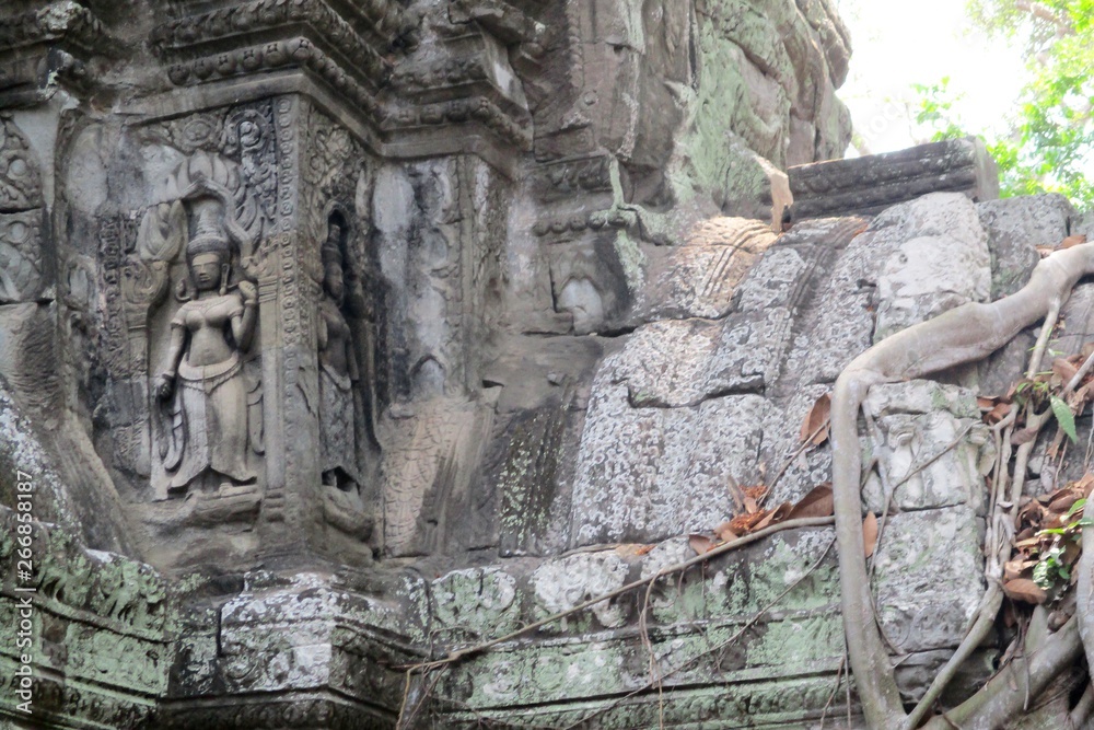 Cambodia Angkor Ta Prom Apsara Bas Relief