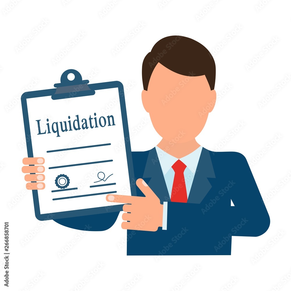 The document on the liquidation of the company, business. Concept Flat design. The document on the liquidation of the company, business. Concept Flat design.