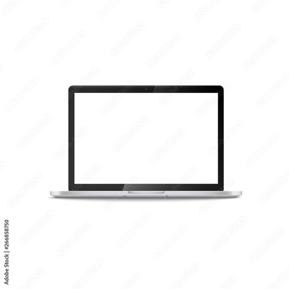 Black and white open laptop with blank screen Black and white open laptop with blank screen